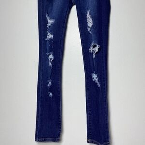 VIP Navy Distressed Skinny Jeans